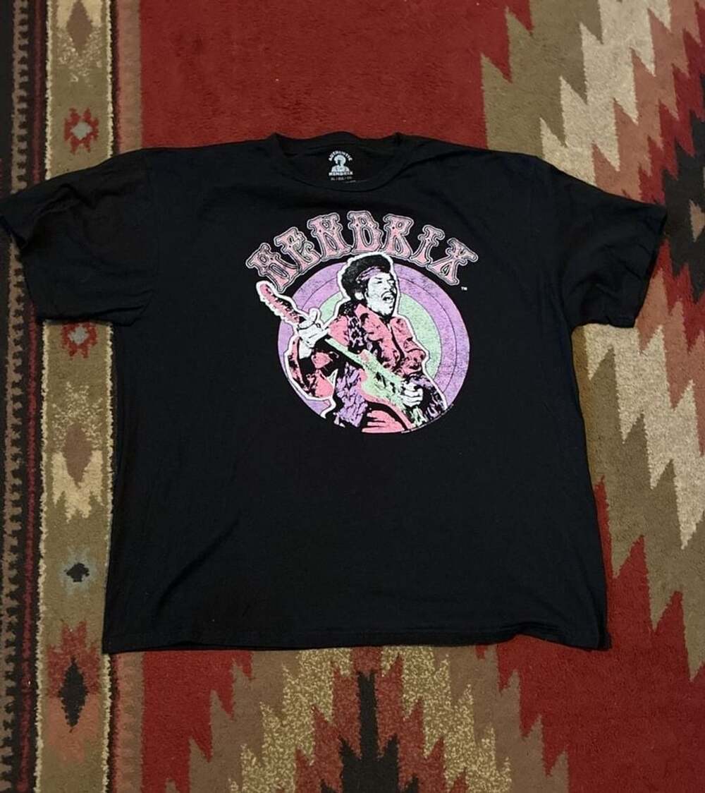 Authentic Hendrix Graphic T-Shirt Size XL Black Cotton